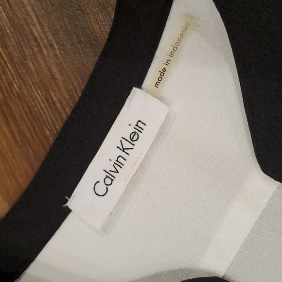 Calvin Klein Black White Blouse Gold Zipper Women S - Picture 6 of 6